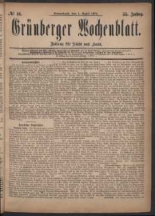 Grünberger Wochenblatt: Zeitung für Stadt und Land, No. 41. (5. April 1879)