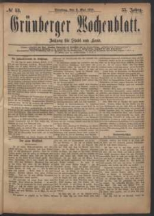 Grünberger Wochenblatt: Zeitung für Stadt und Land, No. 53. (6. Mai 1879)