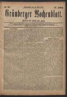 Gr&uuml;nberger Wochenblatt: Zeitung f&uuml;r Stadt und Land, No. 55. (10. Mai 1879)