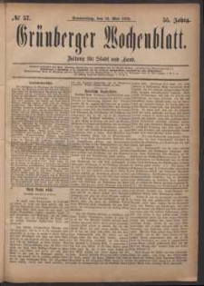 Grünberger Wochenblatt: Zeitung für Stadt und Land, No. 57. (15. Mai 1879)