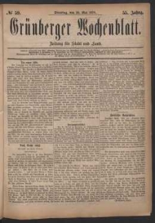 Grünberger Wochenblatt: Zeitung für Stadt und Land, No. 59. (20. Mai 1879)