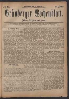 Grünberger Wochenblatt: Zeitung für Stadt und Land, No. 61. (24. Mai 1879)