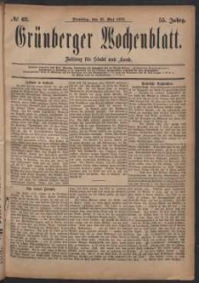 Gr&uuml;nberger Wochenblatt: Zeitung f&uuml;r Stadt und Land, No. 62. (27. Mai 1879)