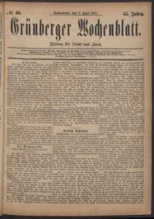 Grünberger Wochenblatt: Zeitung für Stadt und Land, No. 66. (7. Juni 1879)