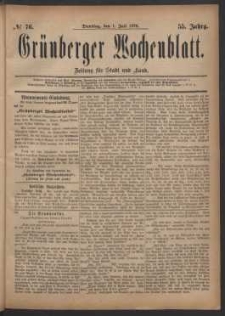 Grünberger Wochenblatt: Zeitung für Stadt und Land, No. 76. (1. Juli 1879)