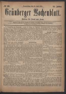 Gr&uuml;nberger Wochenblatt: Zeitung f&uuml;r Stadt und Land, No. 80. (. Juli 1879)