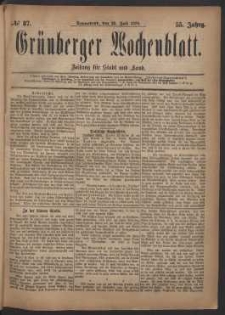 Grünberger Wochenblatt: Zeitung für Stadt und Land, No. 87. (26. Juli 1879)