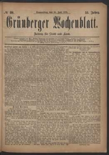 Grünberger Wochenblatt: Zeitung für Stadt und Land, No. 89. (31. Juli 1879)