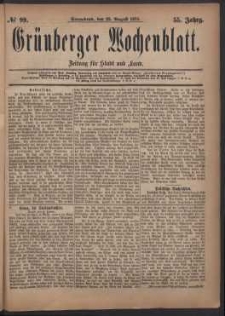 Grünberger Wochenblatt: Zeitung für Stadt und Land, No. 99. (23. August 1879)