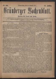 Grünberger Wochenblatt: Zeitung für Stadt und Land, No. 101. (28. August 1879)