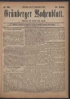 Grünberger Wochenblatt: Zeitung für Stadt und Land, No. 106. (9. September 1879)