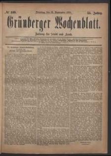 Grünberger Wochenblatt: Zeitung für Stadt und Land, No. 109. (16. September 1879)
