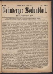 Grünberger Wochenblatt: Zeitung für Stadt und Land, No. 121. (14. Oktober 1879)