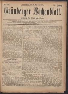 Grünberger Wochenblatt: Zeitung für Stadt und Land, No. 125. (23. October 1879)