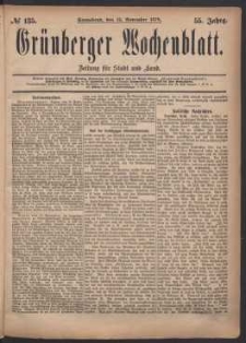 Grünberger Wochenblatt: Zeitung für Stadt und Land, No. 135. (15. November 1879)
