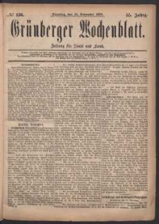 Gr&uuml;nberger Wochenblatt: Zeitung f&uuml;r Stadt und Land, No. 136. (18. November 1879)