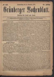 Grünberger Wochenblatt: Zeitung für Stadt und Land, No. 146. (11. Dezember 1879)