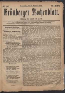 Gr&uuml;nberger Wochenblatt: Zeitung f&uuml;r Stadt und Land, No. 152. (25. Dezember 1879)