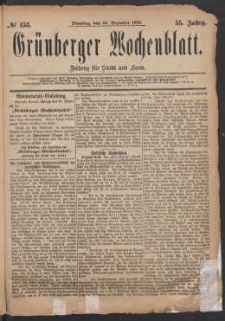 Grünberger Wochenblatt: Zeitung für Stadt und Land, No. 153. (30. Dezember 1879)