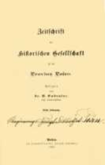 Zeitschrift der Historischen Gesellschaft f&uuml;r die Provinz Posen, Jg. 1 (1885)
