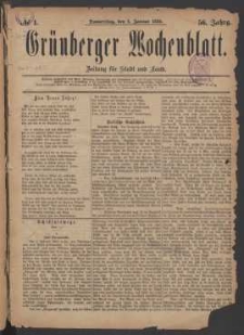 Grünberger Wochenblatt: Zeitung für Stadt und Land, No. 1. (. Januar 1880)