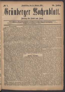Grünberger Wochenblatt: Zeitung für Stadt und Land, No. 7. (15. Januar 1880)