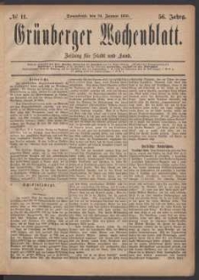 Grünberger Wochenblatt: Zeitung für Stadt und Land, No. 11. (24. Januar 1880)