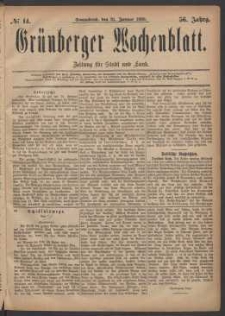 Grünberger Wochenblatt: Zeitung für Stadt und Land, No. 14. (31. Januar 1880)