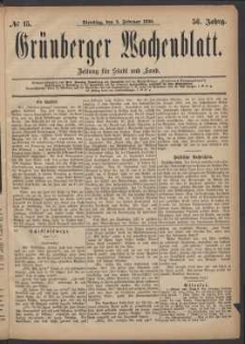 Gr&uuml;nberger Wochenblatt: Zeitung f&uuml;r Stadt und Land, No. 15. (3. Februar 1880)