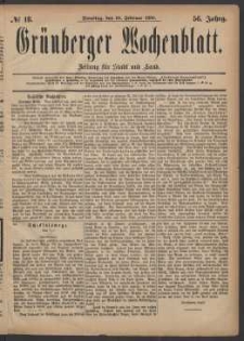Gr&uuml;nberger Wochenblatt: Zeitung f&uuml;r Stadt und Land, No. 18. (10. Februar 1880)