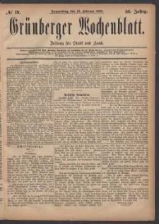 Grünberger Wochenblatt: Zeitung für Stadt und Land, No. 19. (12. Februar 1880)