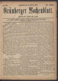 Grünberger Wochenblatt: Zeitung für Stadt und Land, No. 23. (21. Februar 1880)