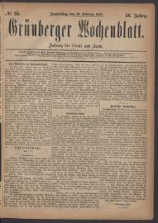 Grünberger Wochenblatt: Zeitung für Stadt und Land, No. 25. (26. Februar 1880)