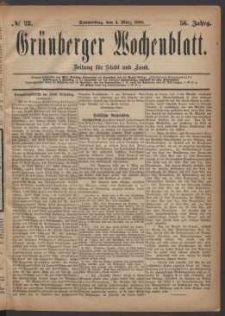 Grünberger Wochenblatt: Zeitung für Stadt und Land, No. 28. (4. März 1880)