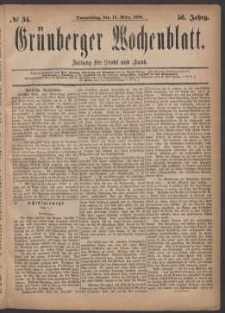 Gr&uuml;nberger Wochenblatt: Zeitung f&uuml;r Stadt und Land, No. 34. (18. M&auml;rz 1880)