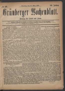 Grünberger Wochenblatt: Zeitung für Stadt und Land, No. 36. (23. März 1880)