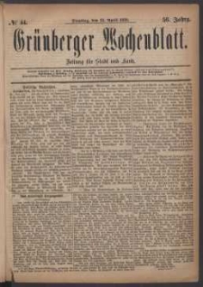Grünberger Wochenblatt: Zeitung für Stadt und Land, No. 44. (13. April 1880)