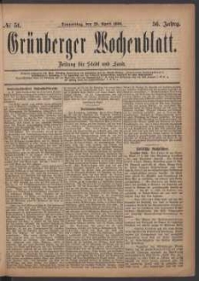 Gr&uuml;nberger Wochenblatt: Zeitung f&uuml;r Stadt und Land, No. 51. (29. April 1880)