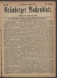 Grünberger Wochenblatt: Zeitung für Stadt und Land, No. 56. (11. Mai 1880)
