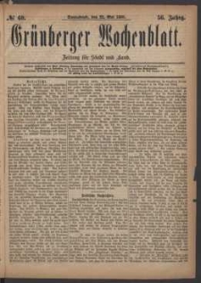 Grünberger Wochenblatt: Zeitung für Stadt und Land, No. 60. (22. Mai 1880)