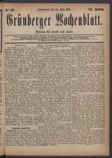 Grünberger Wochenblatt: Zeitung für Stadt und Land, No. 69. (12. Juni 1880)