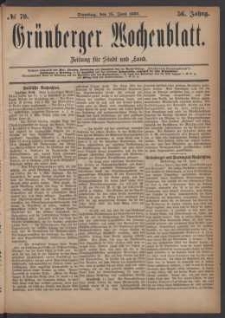 Grünberger Wochenblatt: Zeitung für Stadt und Land, No. 70. (15. Juni 1880)