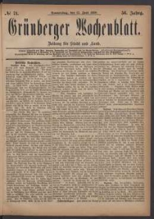 Grünberger Wochenblatt: Zeitung für Stadt und Land, No. 71. (17. Juni 1880)