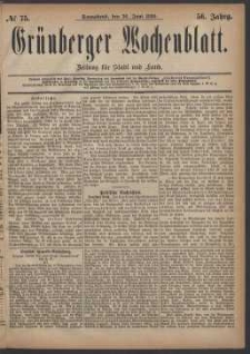 Grünberger Wochenblatt: Zeitung für Stadt und Land, No. 75. (26. Juni 1880)