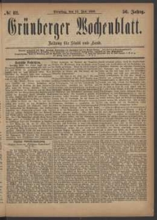 Grünberger Wochenblatt: Zeitung für Stadt und Land, No. 82. (13. Juli 1880)