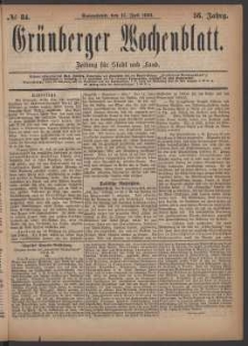 Grünberger Wochenblatt: Zeitung für Stadt und Land, No. 84. (17. Juli 1880)