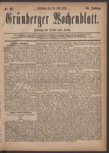 Grünberger Wochenblatt: Zeitung für Stadt und Land, No. 85. (20. Juli 1880)
