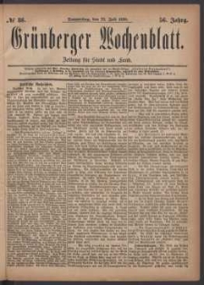 Gr&uuml;nberger Wochenblatt: Zeitung f&uuml;r Stadt und Land, No. 86. (22. Juli 1880)