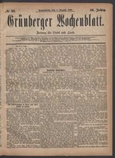 Grünberger Wochenblatt: Zeitung für Stadt und Land, No. 93. (7. August 1880)
