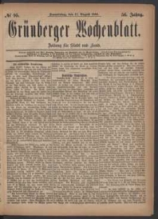 Gr&uuml;nberger Wochenblatt: Zeitung f&uuml;r Stadt und Land, No. 95. (12. August 1880)
